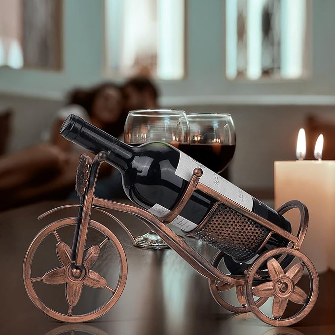 Tabletop Wine Rack, Wine Bottle Holder Single Bottle Bike Shaped, Freestanding Countertop Wine Rack and Wine Bottle Storage, Wine Gifts Home Bar Decor Crafts