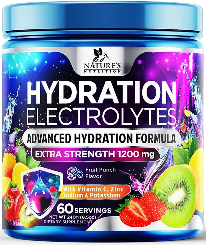 Hydration Electrolyte Powder 1200mg - Advanced Hydration Formula Daily Liquid Replenisher Drink Mix - Electrolytes Multipl...