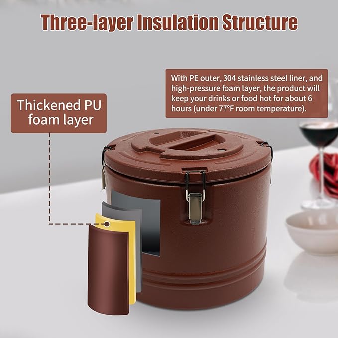 Insulated Soup Container 7.9 Gallon Commercial Food Warmer for Hot&Cold Food, Hot Box for Catering, Food Cooler Soup Carrier for Restaurant, Canteen 6H Insulation Time