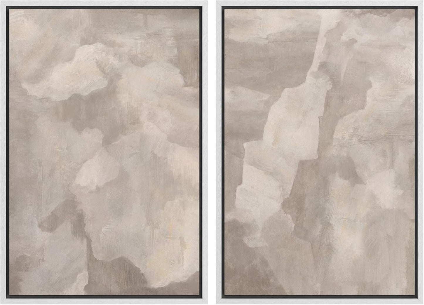 SIGNWIN Framed Canvas Print Wall Art Textured Abstract Earthy Beige Tones Illustrations Modern Art Decorative Contemporary for Living Room, Bedroom, Office - 24"x36"x2 White