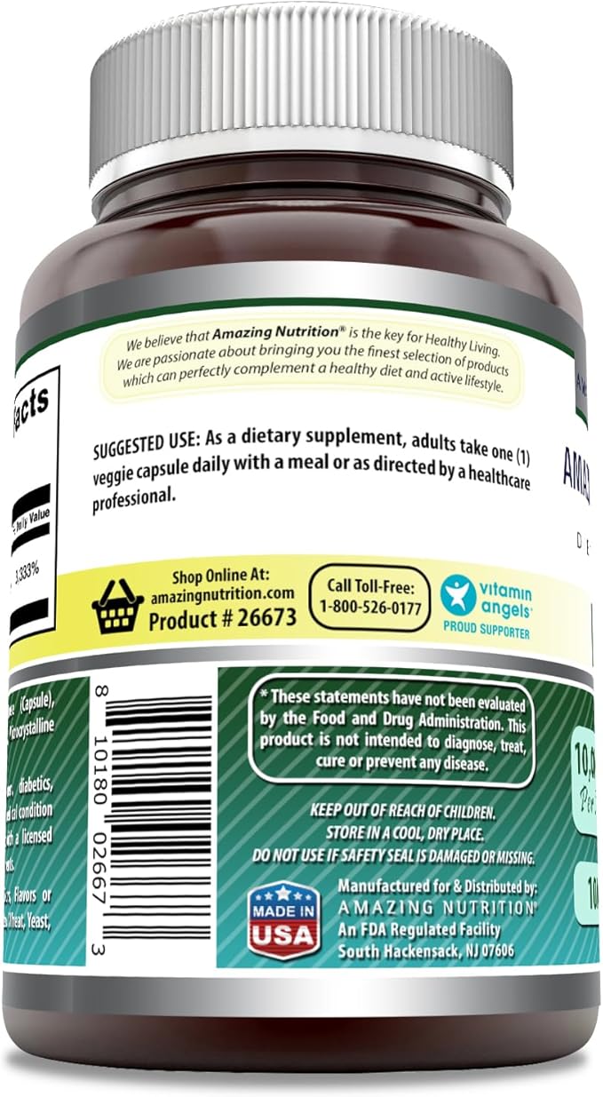 Amazing Formulas Biotin 10000 mcg Veggie Capsules | Vitamin B7 Supplement | Non-GMO | Gluten Free | Made in USA (Unflavored 100 Count)