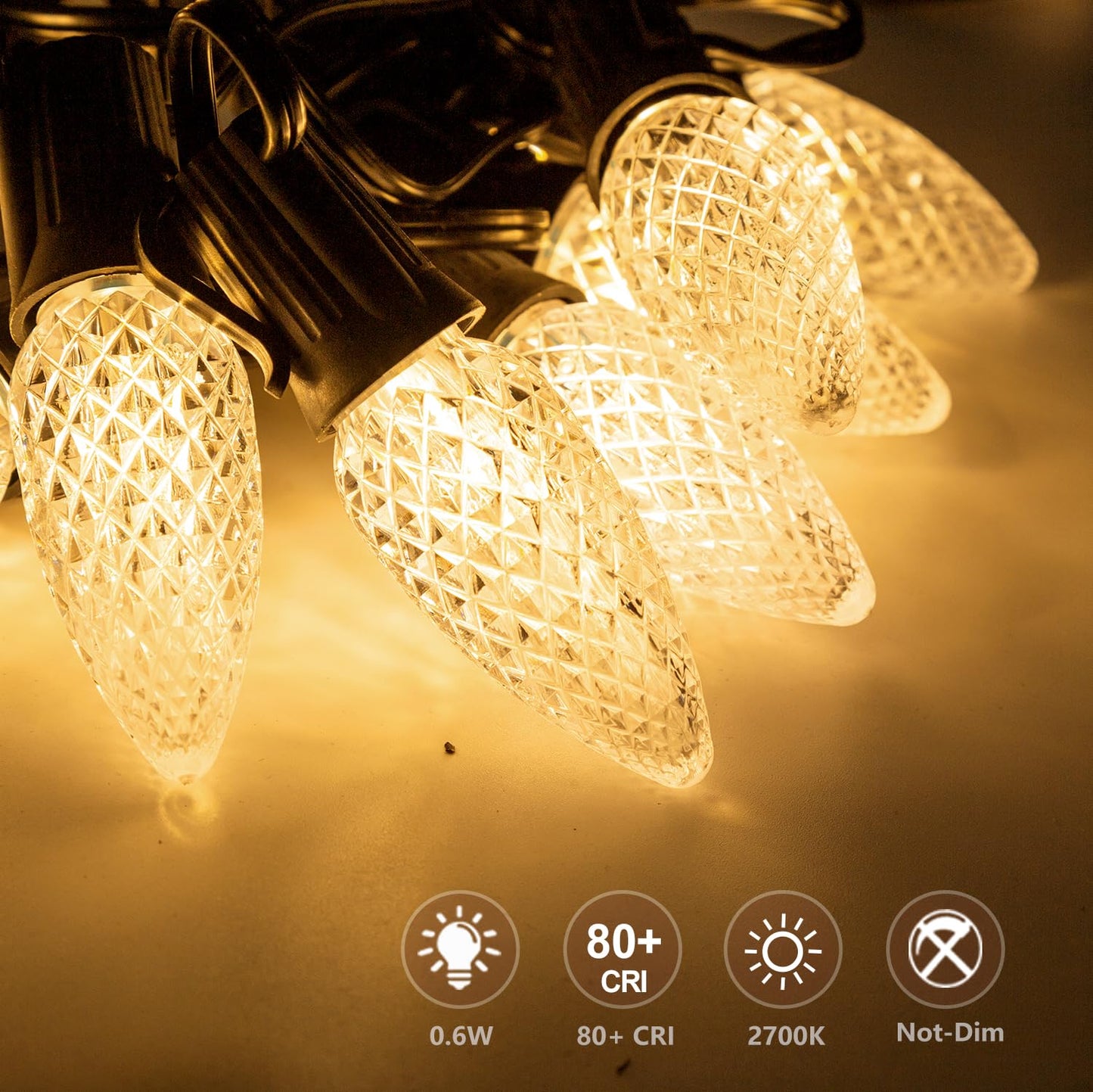 Bort 100 Pack C9 Led Replacement Light Bulb  C9 Led Bulbs For Christmas Outdoor String Lights  E17 Intermediate Base  Commercial Grade Holiday Bulbs Warm White 2700K
