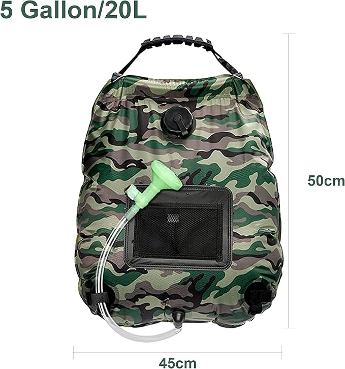 Solar Shower Bag, Solar Heating Camping Shower Bag, 5Gal(20L) Portable Camping Shower Bag, with Removable Hose and On-Off Switchable Shower Head, for Outdoor Traveling/Climbing/Hiking/Beach/Swimming