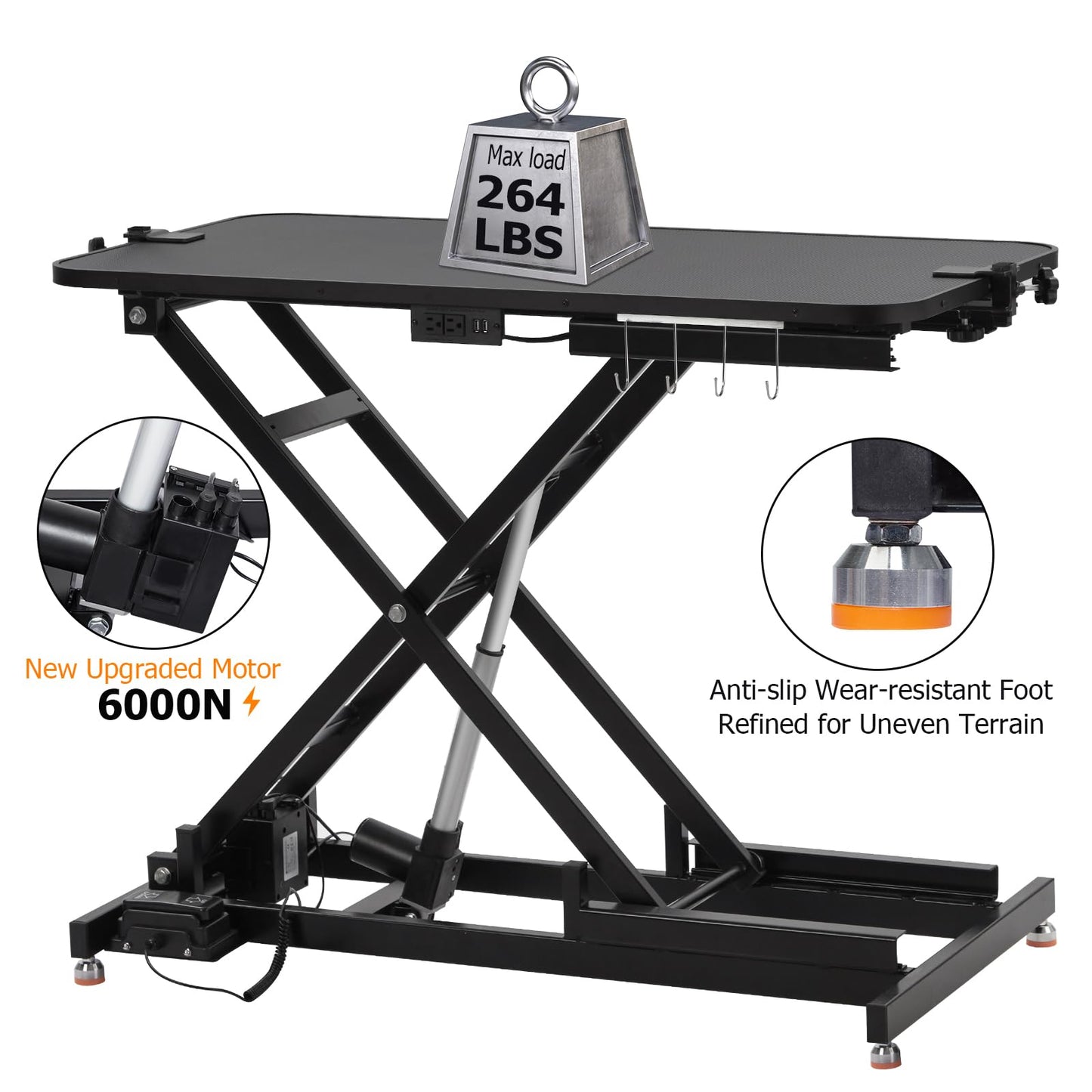 GarveeLife 47” Electric Lift Dog Grooming Table (White), Heavy Duty Electric Grooming Arm Table for Pets & Large Dogs Adjustable Height: 9.4"-39.4" Non-slip Desktop with Gantry Crane Set
