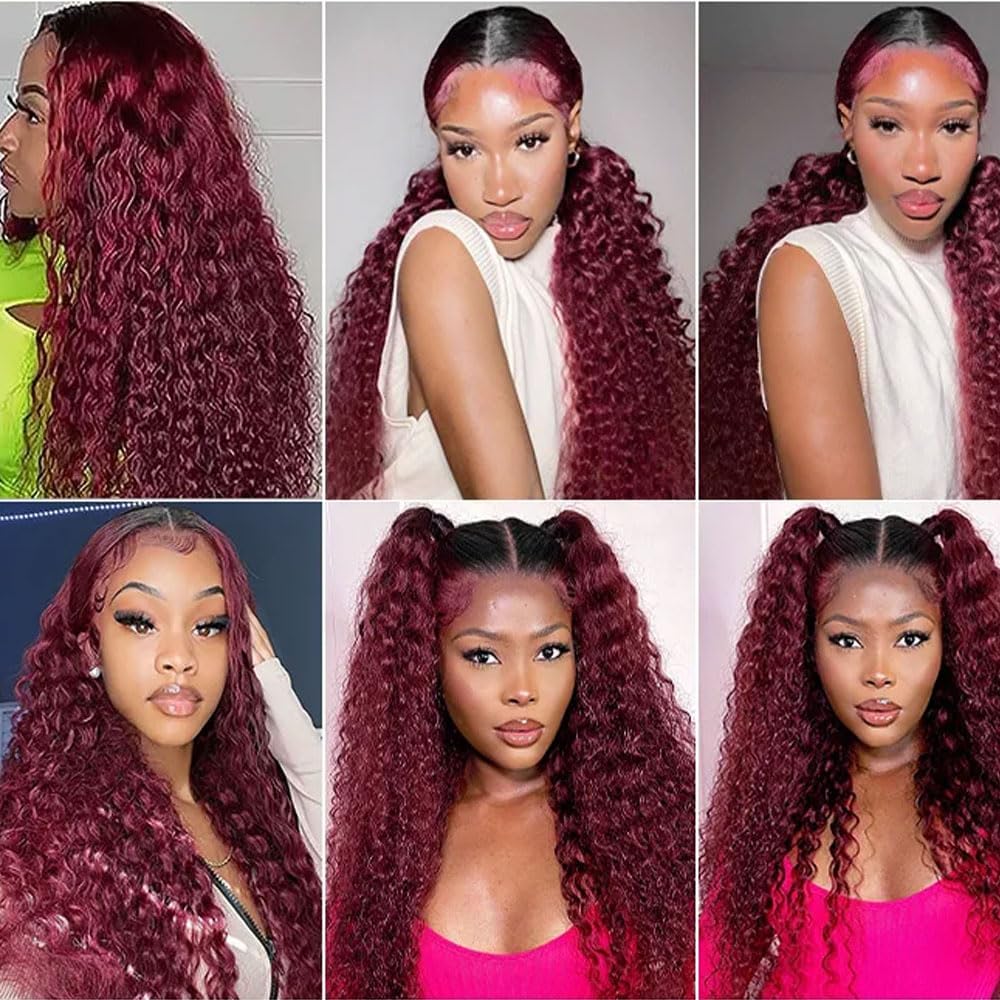 Peenoll 26 28 30 Inch Jerry Curly Wave Human Hair Bundles Omber Burgundy 99J Weave Bundles Human Hair 12A Unprocessed Brazilian