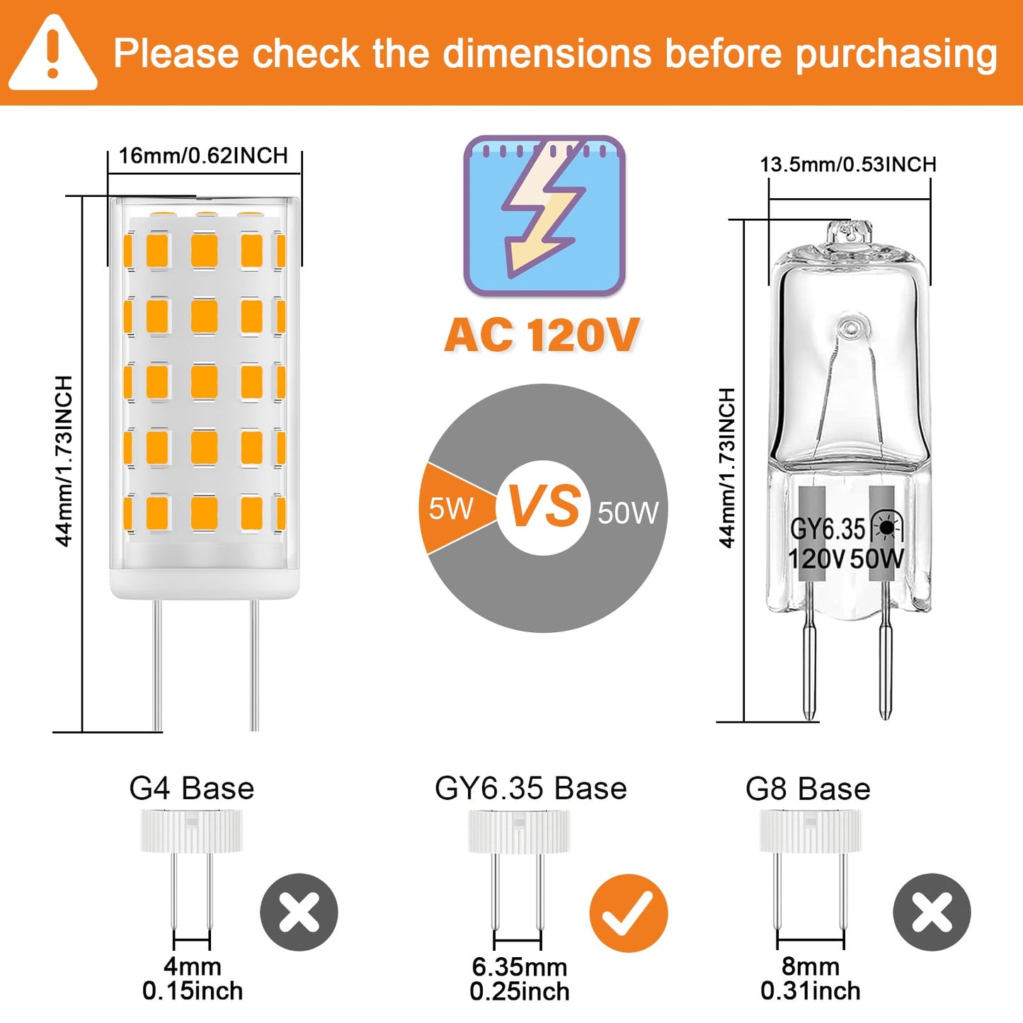 Dumiloo Gy6.35 Led Bulb 120V 50W Halogen Bulb Equivalent  T4 Jc Type Bi-Pin Gy6.35 Base  Warm White 2700K  5W 500Lm  Gy6.35 Bulbs For Pendant Light  Table Lamp  Landscape Lighting  5 Pack
