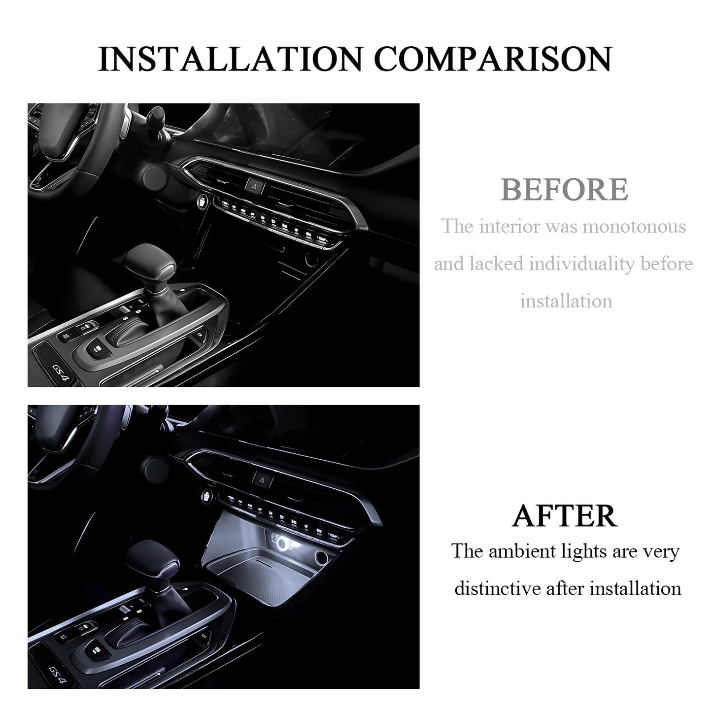 Hovom 4Pcs Usb Led Car Interior Atmosphere Lamp  Portable Mini Car Led Night Light Decoration  Plug-In Usb Automotive Ambient Lighting Kit  Universal For Cars Suvs Trucks Rvs (White)
