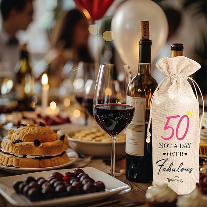 comfit 50th Birthday Gift for Women Men,50 Years Old Birthday Party Decorations,1984 Birthday Wine Bag