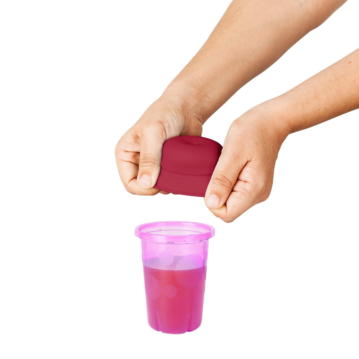Boon Snug Straw Universal Silicone Straw Lids - Multi (3pk), Pink