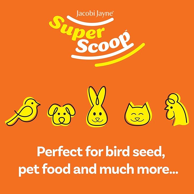 Bird Seed Scoop SuperScoop™ Bird Food Scoop, Pet Food Scoop for Small Animal Food, Large Capacity in Unmissable Orange™ Color