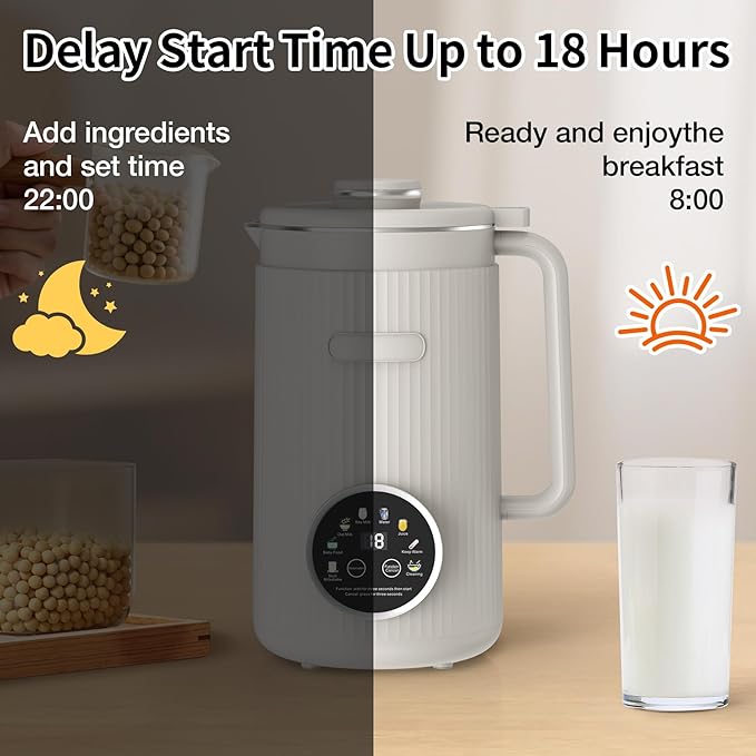 VBGK 8 in 1 Automatic Nut Milk Maker Blender with 20 Blades, 40oz Homemade Coconut, Soy, Oat, Almond, Plant Based Milks and Non-Dairy Beverages with18H Delay Start/Keep Warm/Boil Water/Self-Cleaning