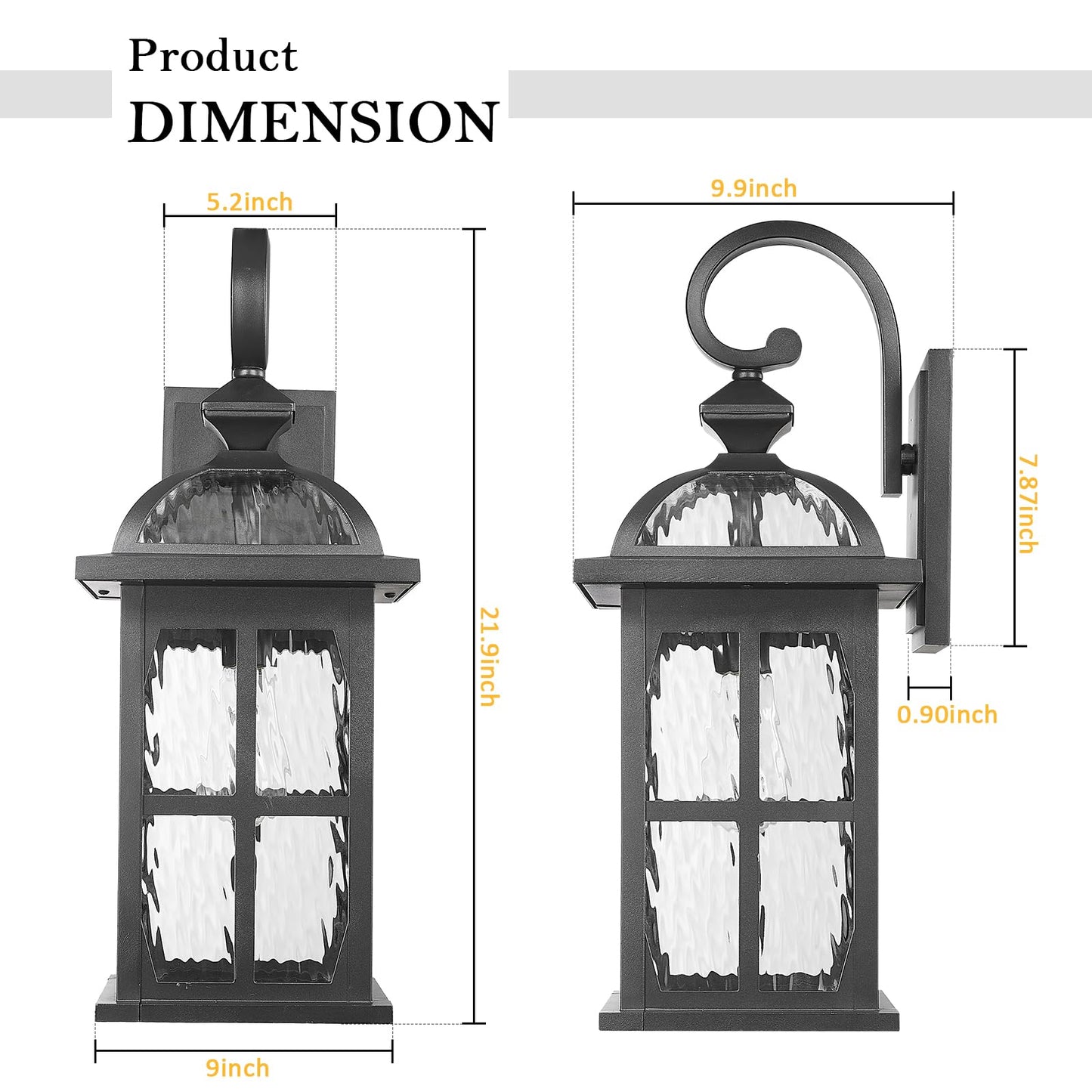 Darkaway Large Outdoor Wall Light  22Inch Exterior Light Fixture With Water Ripple Glass  Aluminum Outside Lights Sconces Exterior Lighting For House Porch Patio Doorway Garage