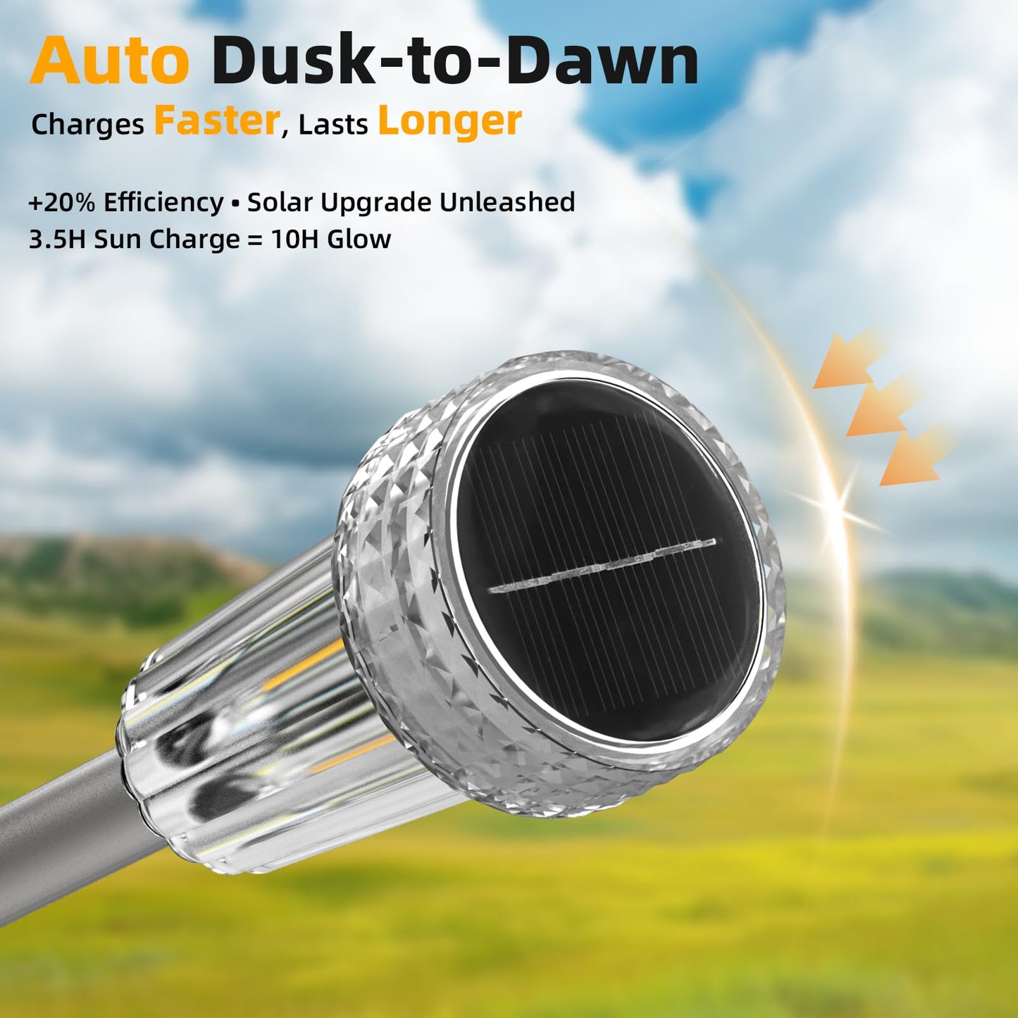 Deraysion 12 Pack Solar Lights Outdoor  Solar Pathway Lights Auto Dusk-To-Dawn Landscape Garden Lighting  Waterproof Stainless Steel Pole Lighting For Path  Yard  Walkway  Garden  Driveway