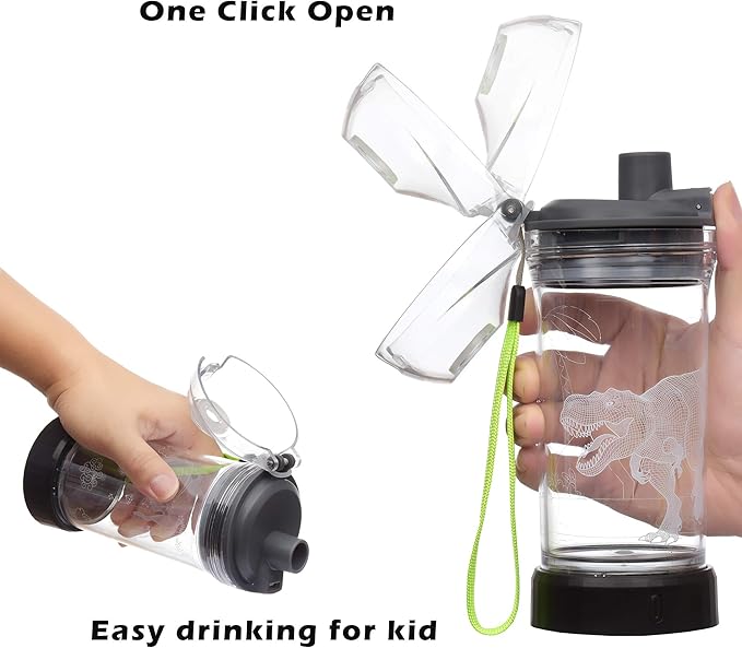Kids Water Bottle with 3D Glowing Wolf LED Light - 14 OZ Tritan BPA Free - Creative Ideal Travel Cup Wolf Gift for School Kid Boy Child Holiday Camping Picnic