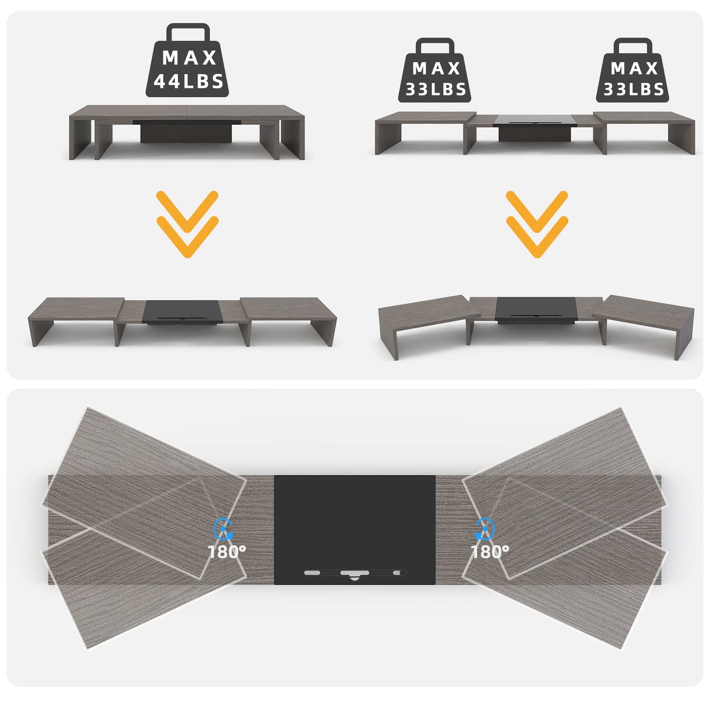 Westree Triple Dual Monitor Stand Riser, 56  Extra Long Monitor Stand For 1~2~3 Monitors, Monitor Stand With Length And Angle Ad