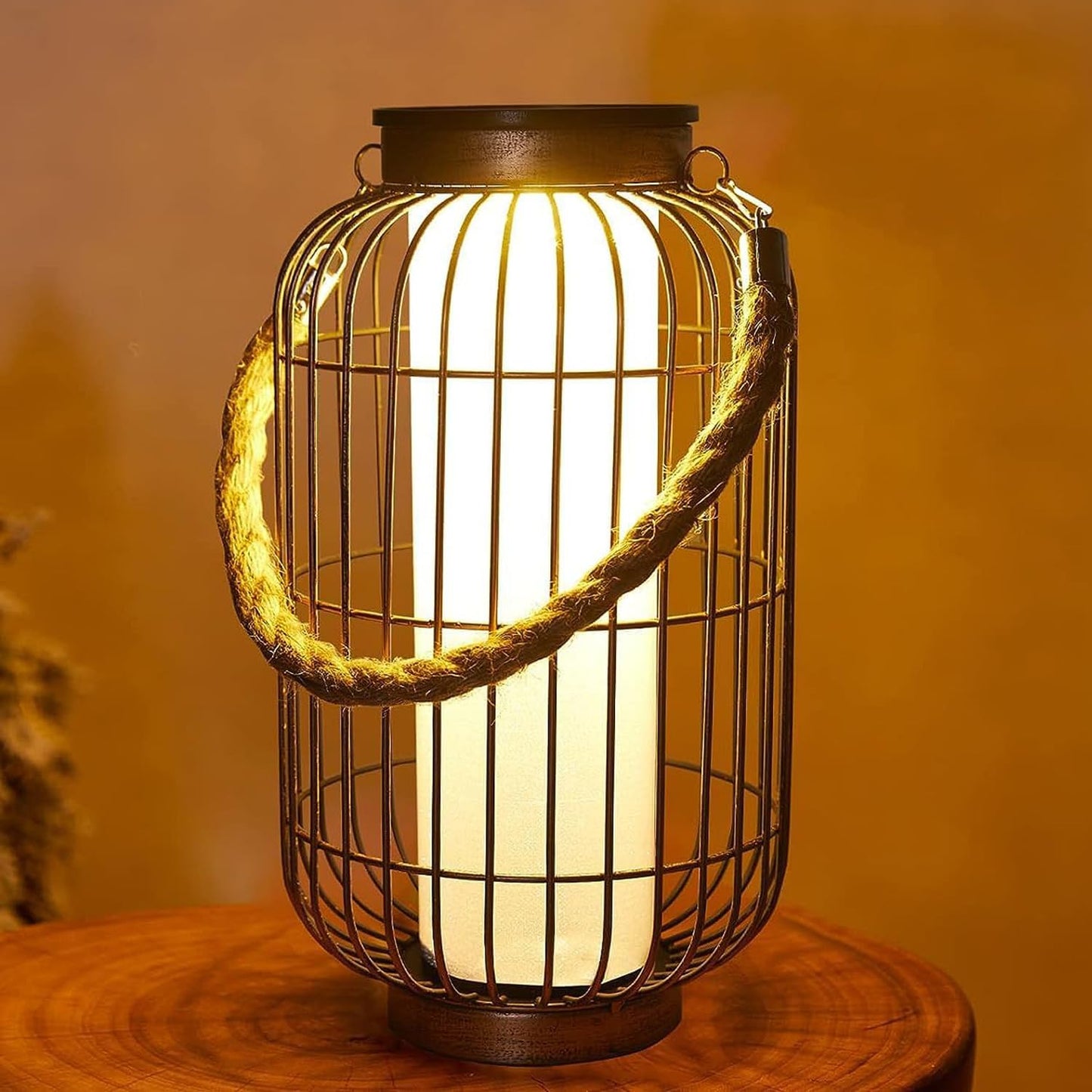 baterysu Solar Lantern - Waterproof LED Hanging Light, Retro Metal, Bronze, Model HIA512.V7, Ideal for Outdoor Garden, Patio, Porch, Walkway