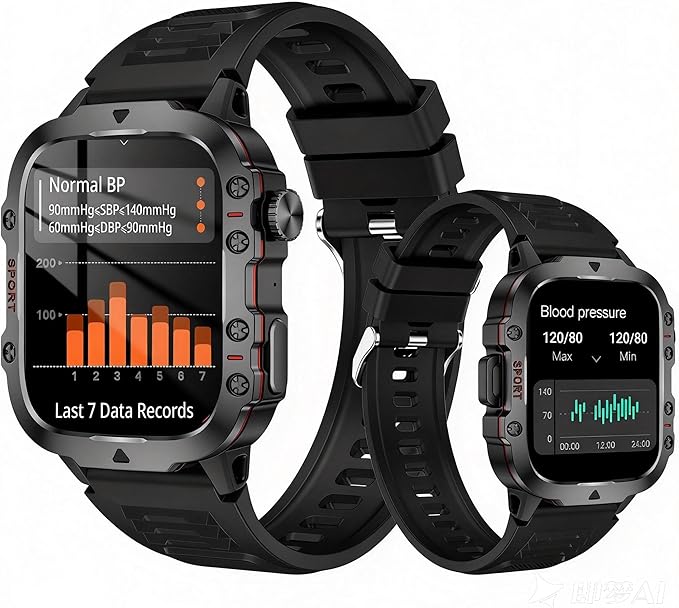 CEMASGE Blood Pressure Watch for Men, IP68 Waterproof Blood Pressure Watch, 1.96" High-Resolution Touch Screen Smart Fitne...