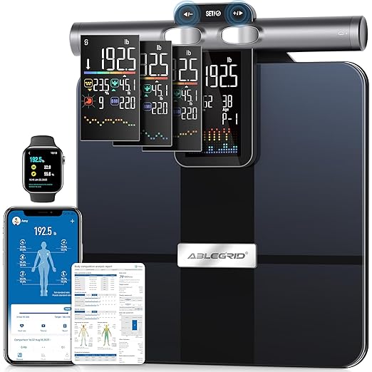 ABLEGRID 8-Electrode Body Composition Scale for Body Weight, Digital Bathroom Smart Body Fat Scale with Gradient Trends Di...
