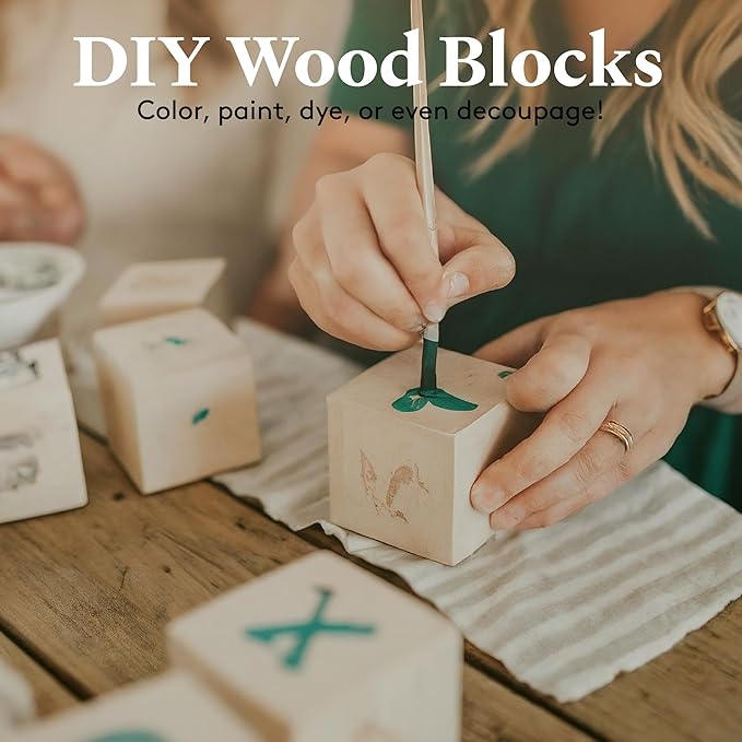 DIY Wooden Cubes 5/8-inch, Pack of 50 Small Blank Wooden Blocks, Unfinished Wood Blocks for Crafts, STEM, Dice, and Building Blocks for Stacking, by Woodpeckers