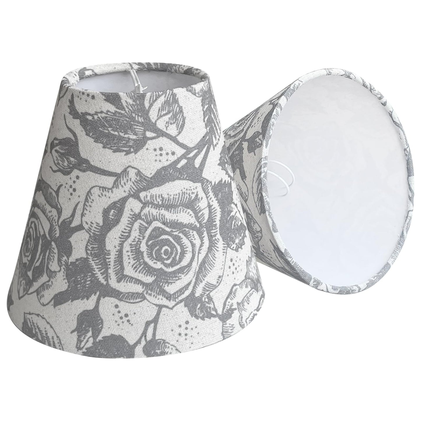 TOOTOO STAR Clip-On Lamp Shade Set of 2, Printed Linen, 3x6x5 Inch, Model 0212YH-1