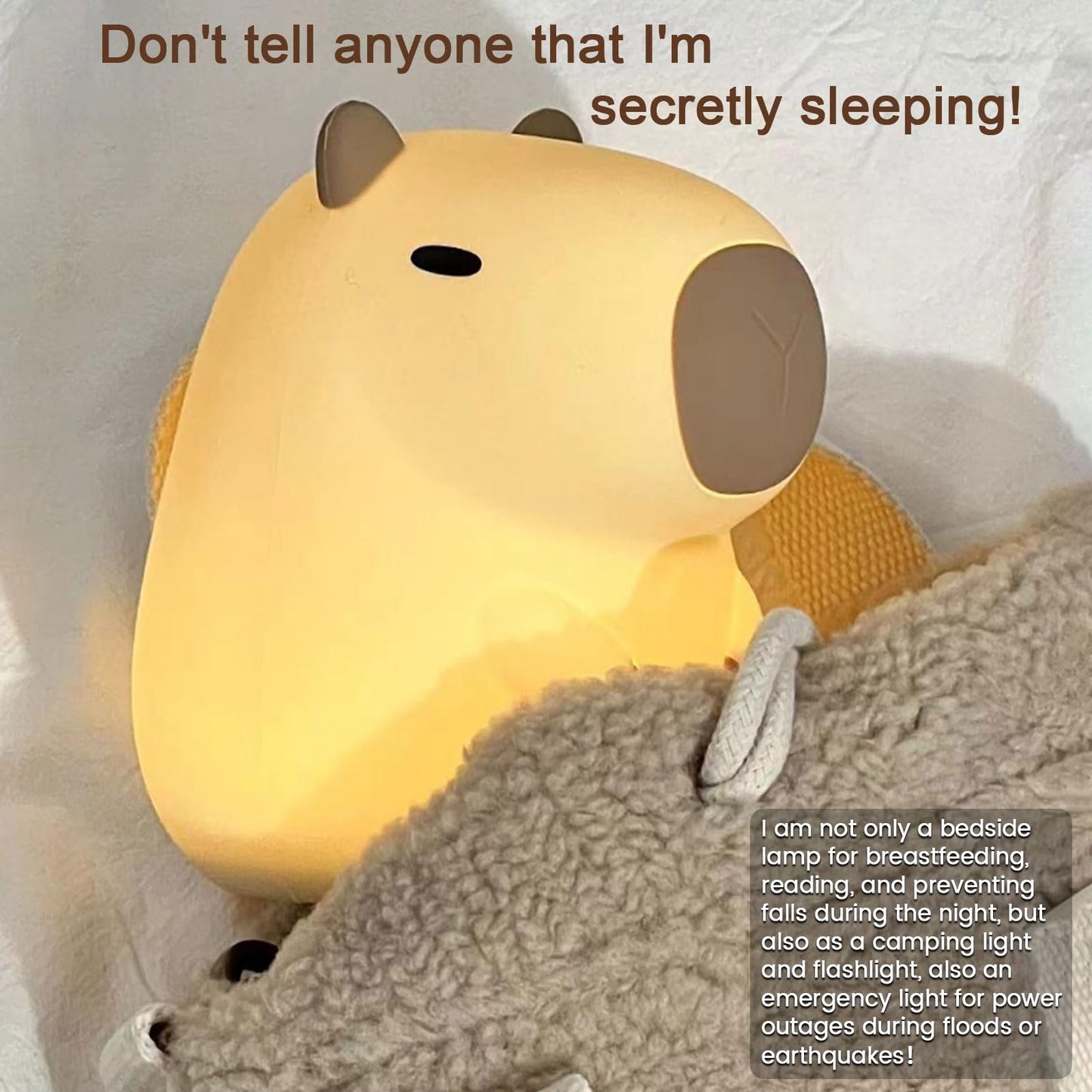 Yr Yrhh-Pet Capybara Cute Night Light  Squishy Capybara Lamp Xmas Gifts Toys  Rechargeable Led Dimmable Silicone Nightlight For Kids  Funny Light Up Capibara  Baby Nursery College Dorm Fall D?Cor
