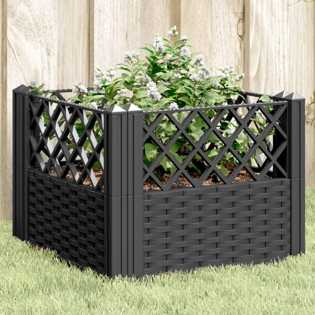 Qnhdfrt Black Square Garden Planter 17.1 Inch Modular Outdoor Large Planter Box with Basketweave Design for Raised Beds Gardens Patios and Terraces