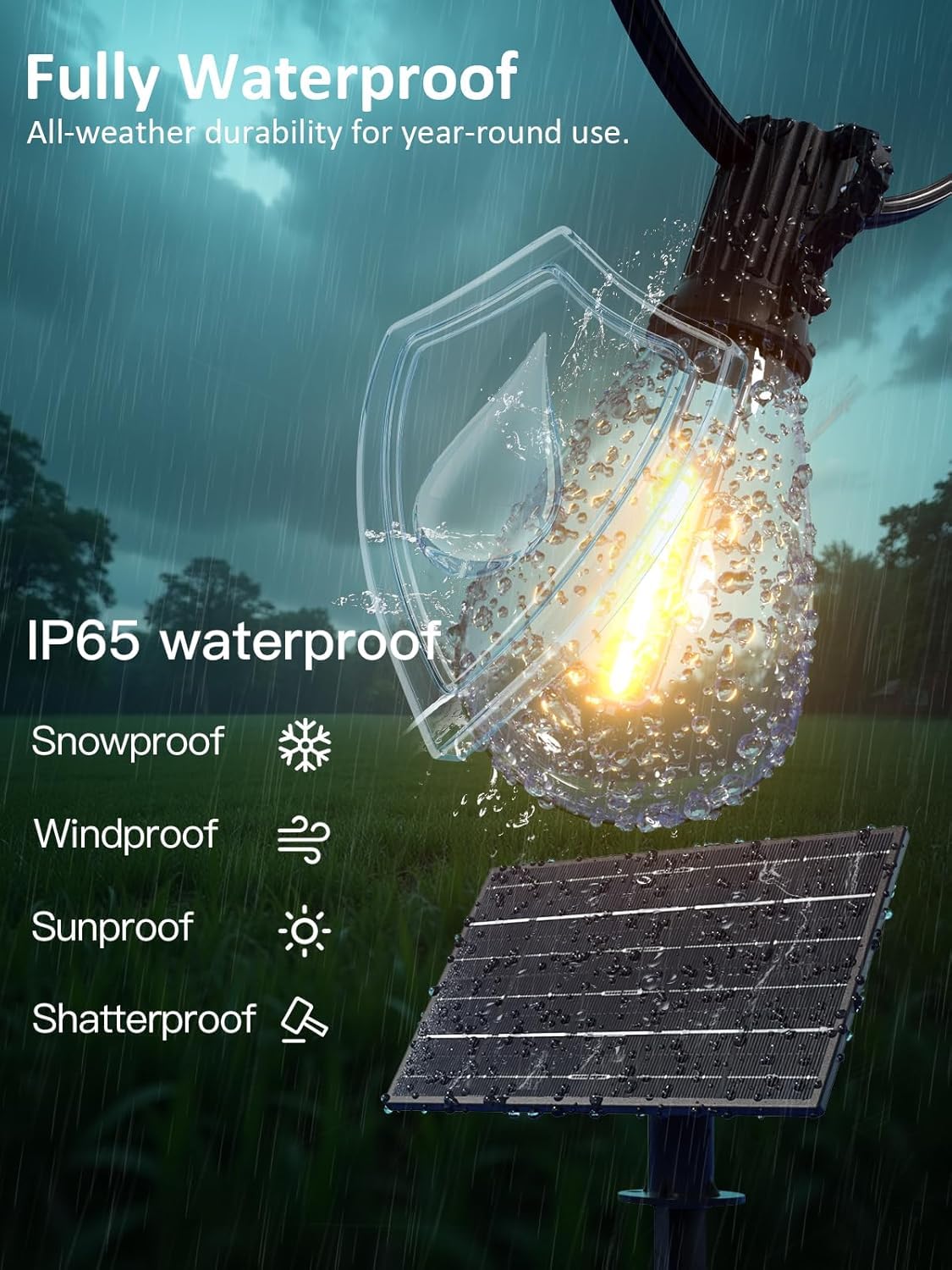 Luckystyle 200Ft Solar String Lights Outdoor Waterproof 2200K With Remote & Usb Charging  72+4 Led Shatterproof Bulbs  Dimmable & Timable  3 Light Modes  Long Last For Garden Patio  Backyard  Camping
