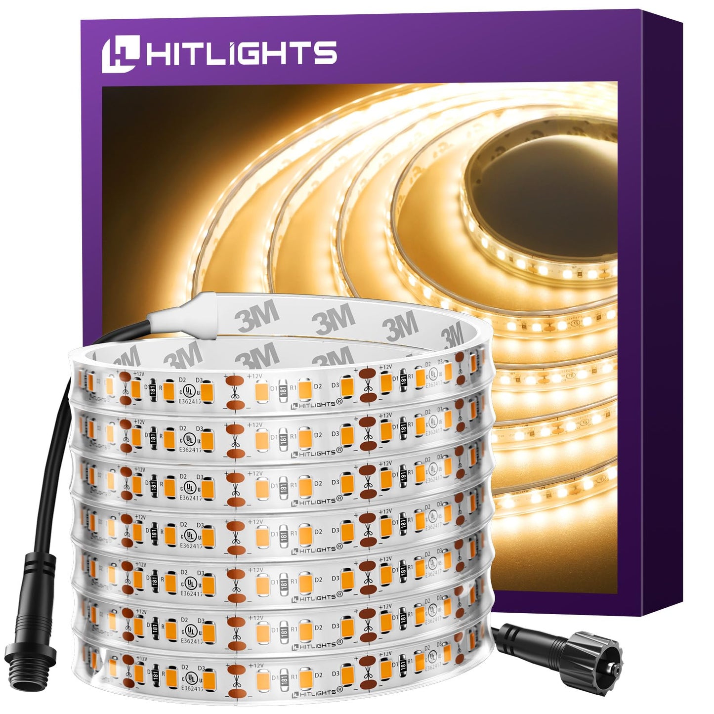 Hitlights Outdoor Led Strip Lights 16.4Ft Ip67 Waterproof 3000K Warm White, 600 Leds/Reel, Dimmable, Model Ls3528_Ww600_Wp67