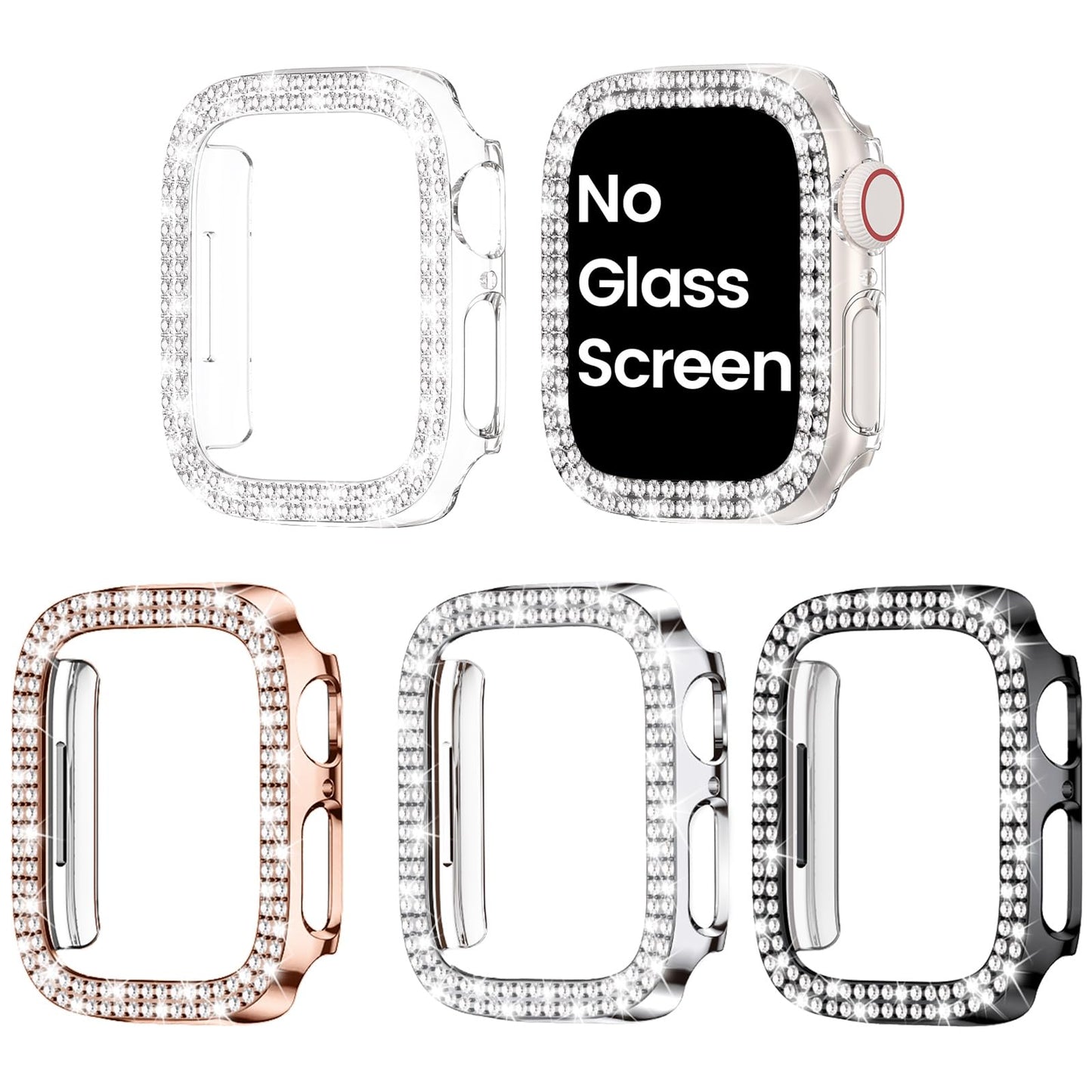 Goton 4-Pack Bling Case For Apple Watch Protector 40Mm Series 6/5/4, Se 3/2/1, Women Glitter Diamond Rhinestone Bumper For Iwatc