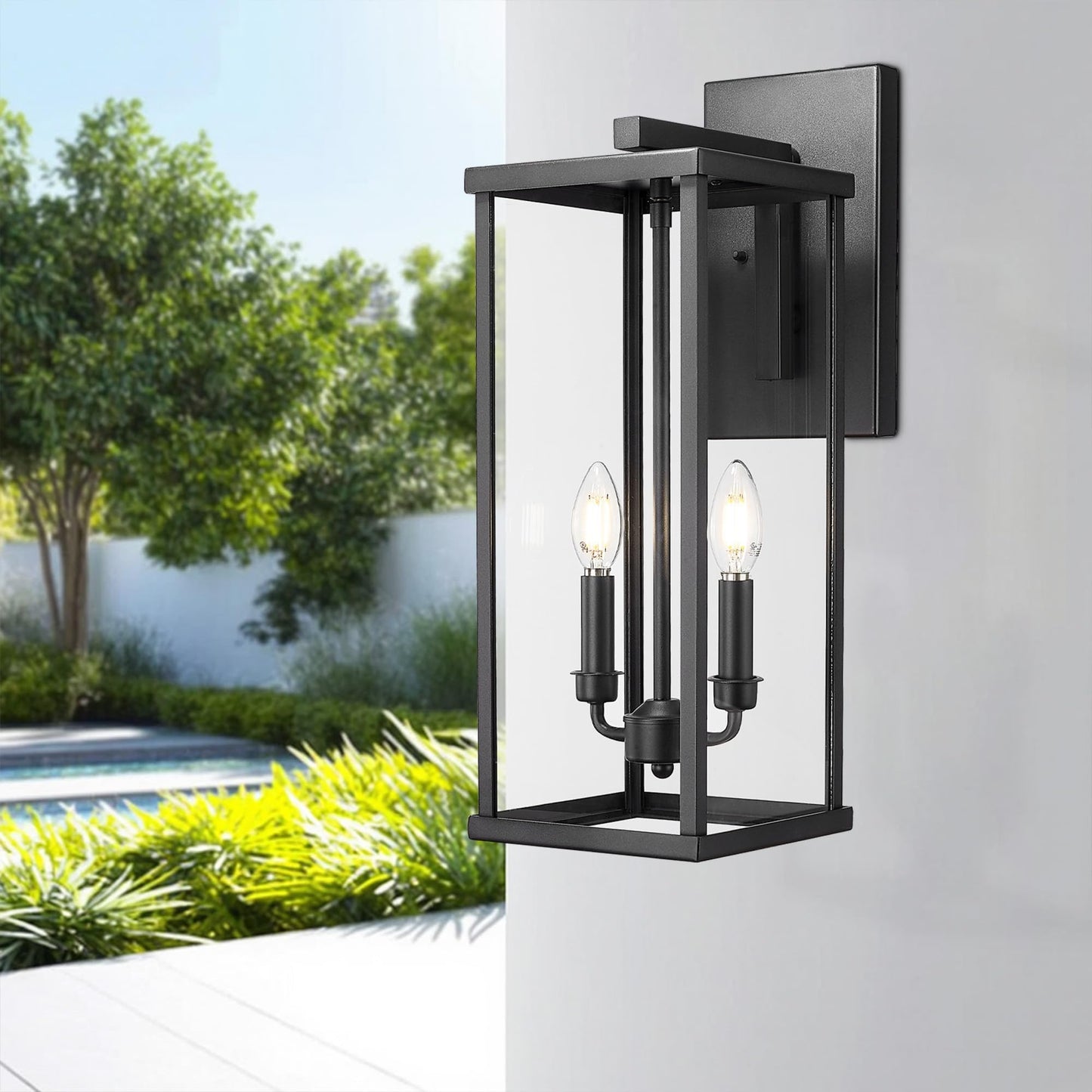 Bestshared Outdoor Wall Sconce Lights  20 Inch Tall Exterior Wall Lighting Fixtures With Clear Glass  Anti-Rust Modern Black Outside Lantern Lamp For House Front Porch Patio (Black  20-1 Pack)