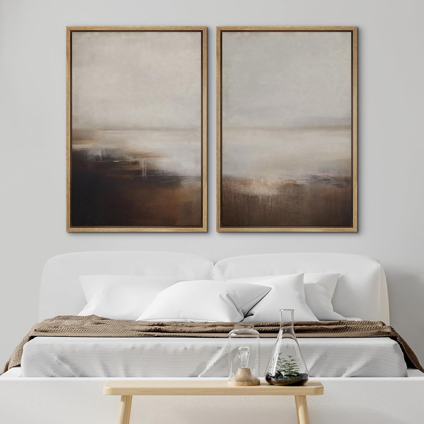 SIGNWIN Framed Canvas Print Wall Art Neutral Landscape Subtle Brown and Gray Tones Illustrations Modern Art Decorative Contemporary for Living Room, Bedroom, Office - 16"x24"x2 Natural