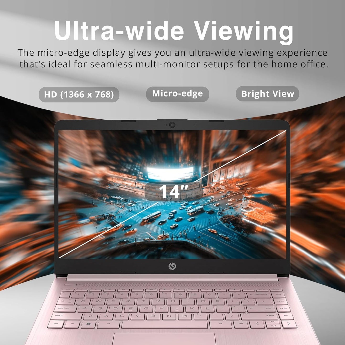 Hp New 14 Hd Ultra Light Thin Laptop, Quad-Core Intel Celeron Processor, 4Gb Ram, 128Gb (64Gb Emmc+ 64Gb Card), Wi-Fi, Upto 11 H
