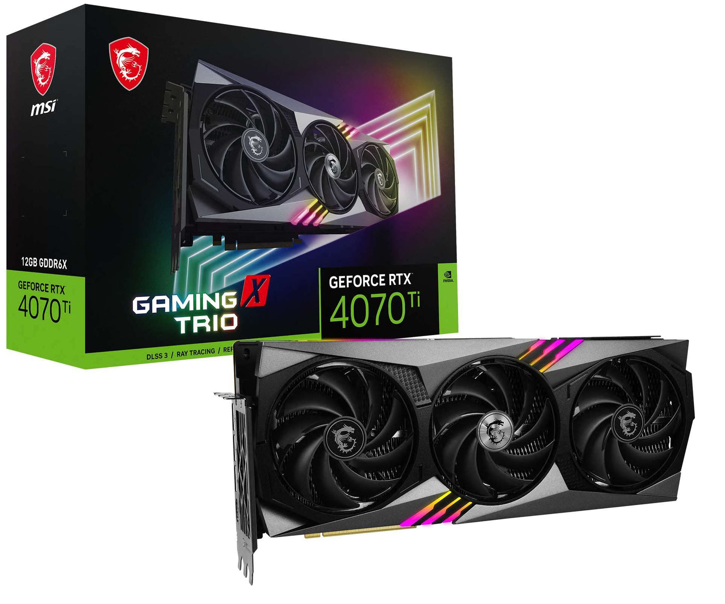 MSI GeForce RTX 4070 Ti Gaming X Trio 12GB Graphics Card - 2760 MHz, 192-Bit, Tri-Frozr 3, 2.4"x5