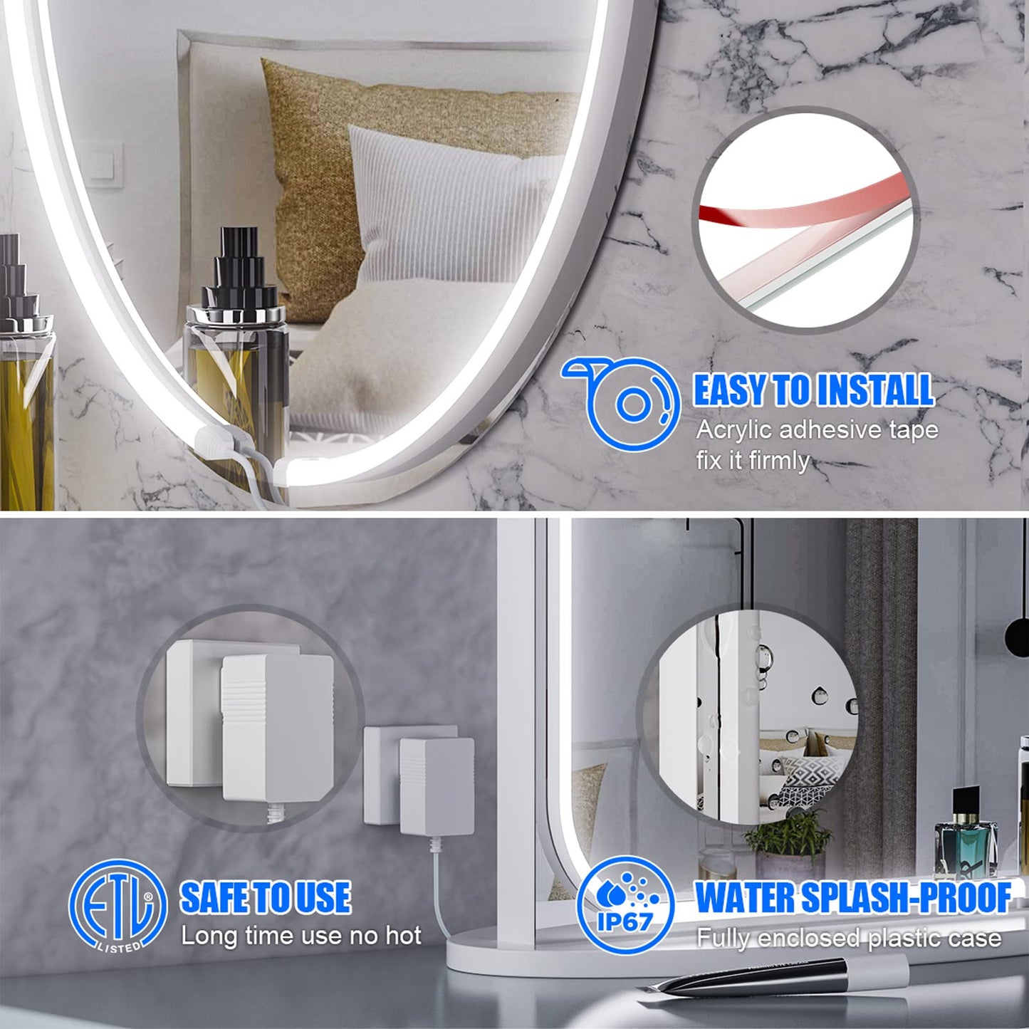My Beauty Light Led Vanity Mirror Lights, 6000K Dimmable, 3.28Ft White Acrylic Strip, Model Sm-103