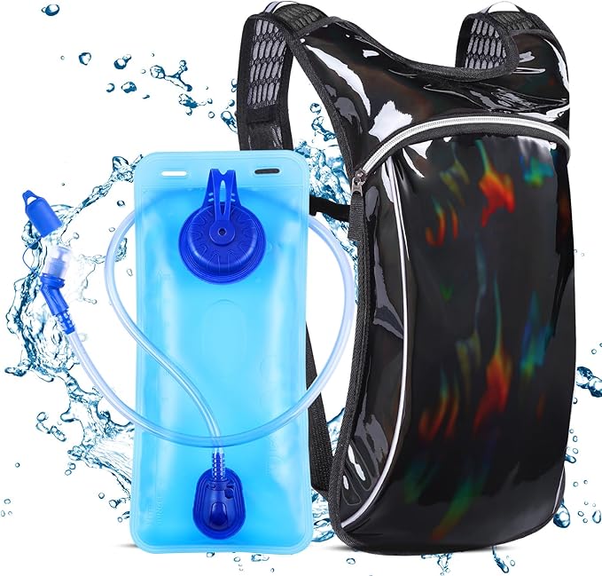 Rave Hydration Pack, Hydration Backpack with 2L Hydration Bladder, Festival Essential Water Backpack for Hiking, Running, ...