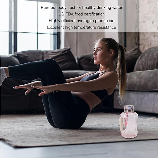 Hydrogen Water Bottle, Portable Leakproof Hydrogen Rich Water Generator, Rechargeable Sports Kettle for Family Fitness Office Travel Daily, 1.5L (Roseate)