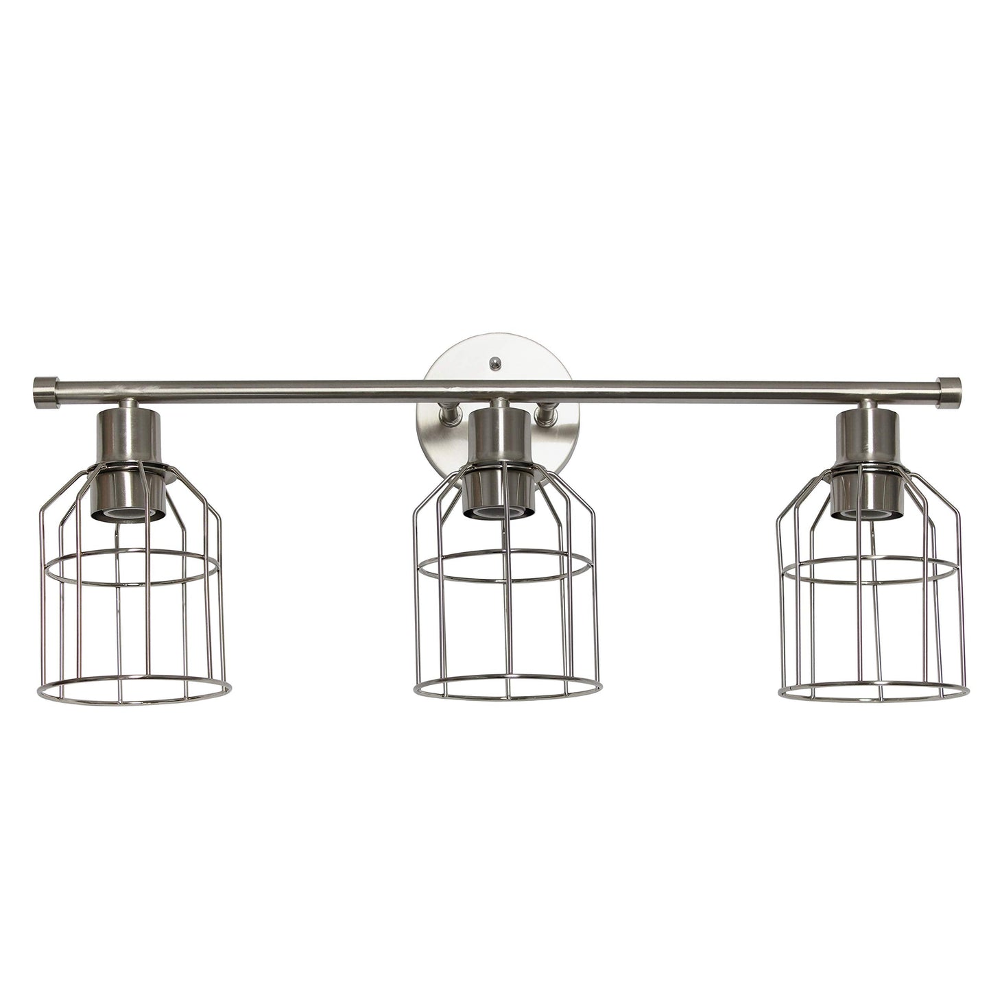 Elegant Designs VT1014-BSN 3-Light Cage Vanity Light, Iron, Brushed Nickel
