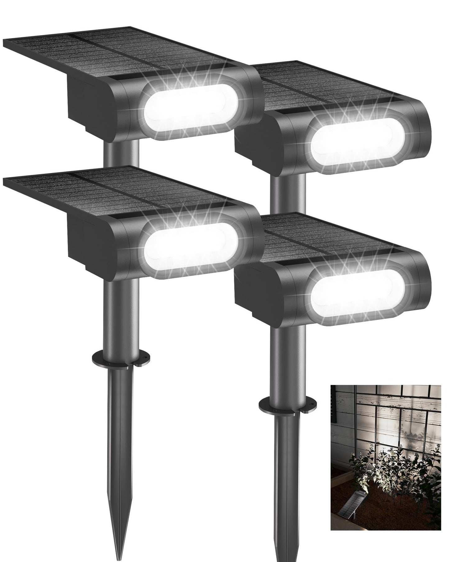 Ezvalo Solar Spot Lights Outdoor Waterproof Ip67  3 Lighting Modes Landscape Spotlights  Efficient King-Size Leds  Solar Powered For Garden Yard Pathway (4Pack-Cool White)