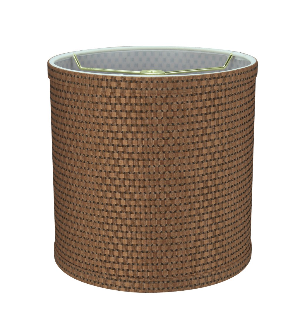 Aspen Creative Lamp Shade, Transitional Drum Shape, Jacquard Brown, 8in Wide, Model 31233A, Jacquard Textured Fabric