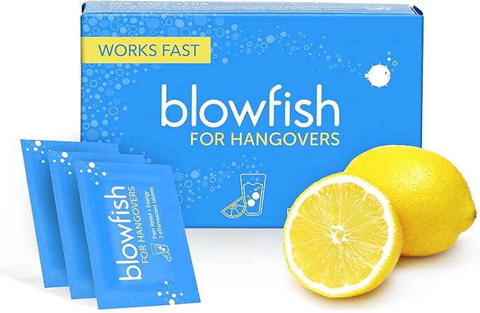 Blowfish for Hangovers - Fast Hangover Relief in 15 Minutes | Headache Relief, Energy, and Hydration in One Step | Single Box