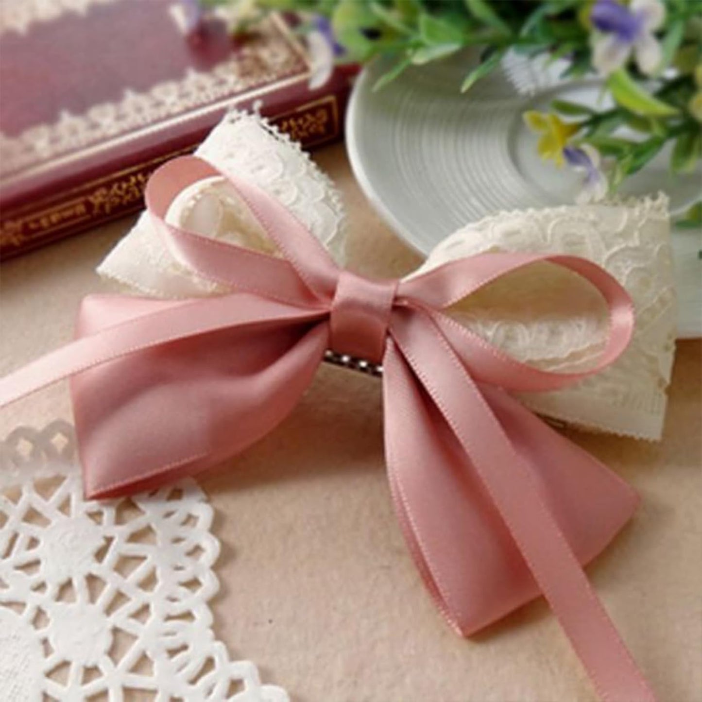 3/8" X 100 Yards Dusty Rose Satin Thin Ribbon Solid Color Double Faced Ribbons Perfect for Crafts Wedding Decor Bow Making Arts Sewing and More
