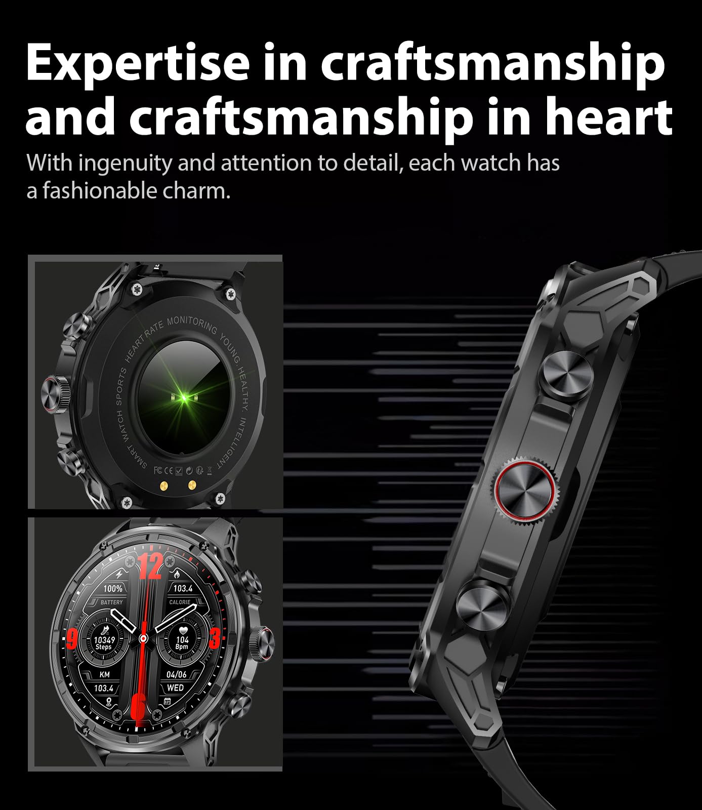HIRREO Smart Watches for Men (Bluetooth Call), 1.85" Extra Large Screen Smartwatch with LED Flashlight, 800mAh Extra-Long Battery, 100+ Sports Fitness Tracker Watch with Sleep for Android iOS