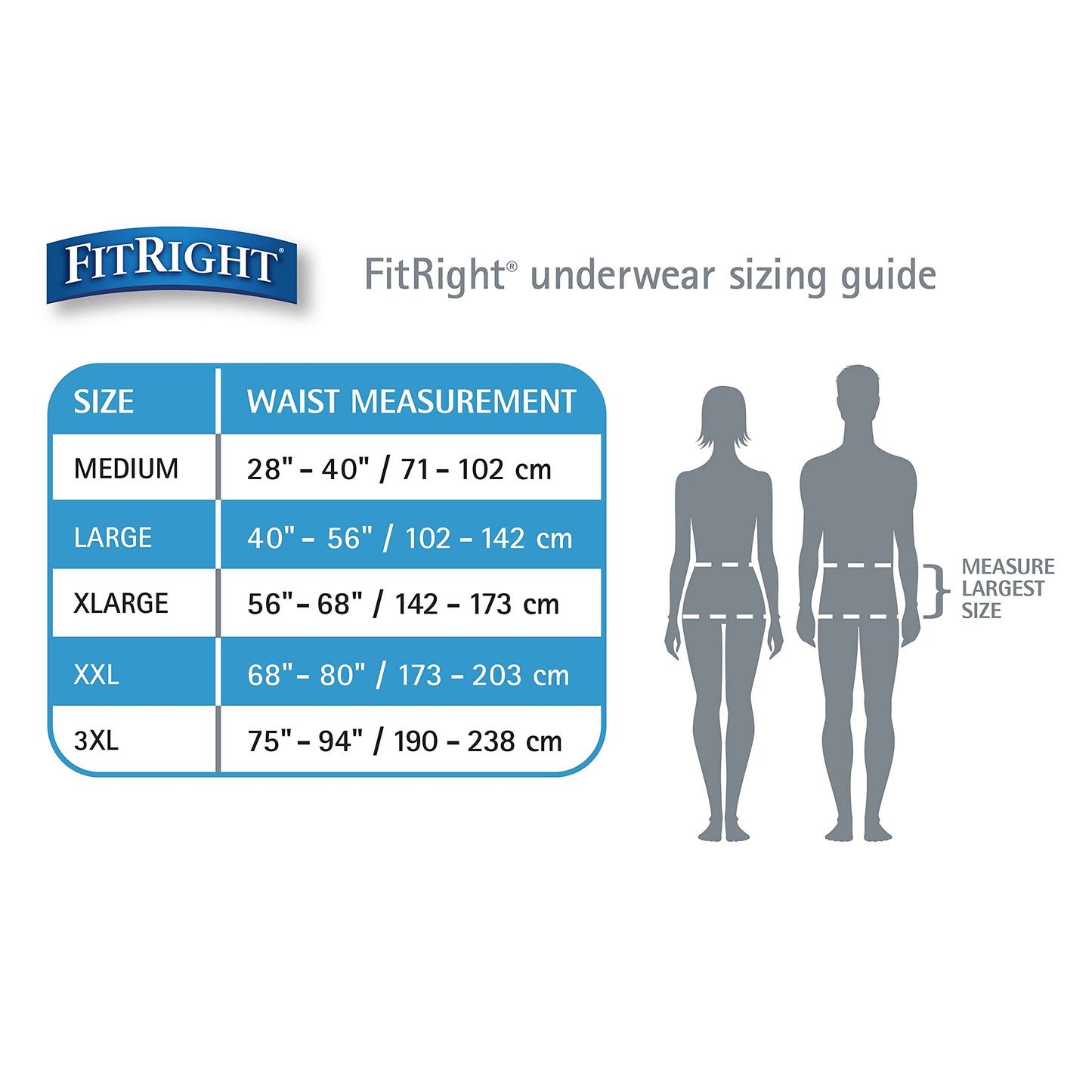 Medline FitRight Adult Incontinence Underwear, Heavy Absorbency, 3X-Large, 75"-94" Waist (20 Count, 4 Pack)