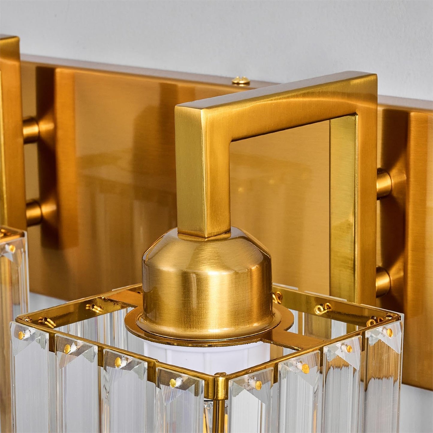 FDPBY Modern Crystal Bathroom Vanity Light - 6-Lights Gold Brushed Brass Finish Wall Lamp