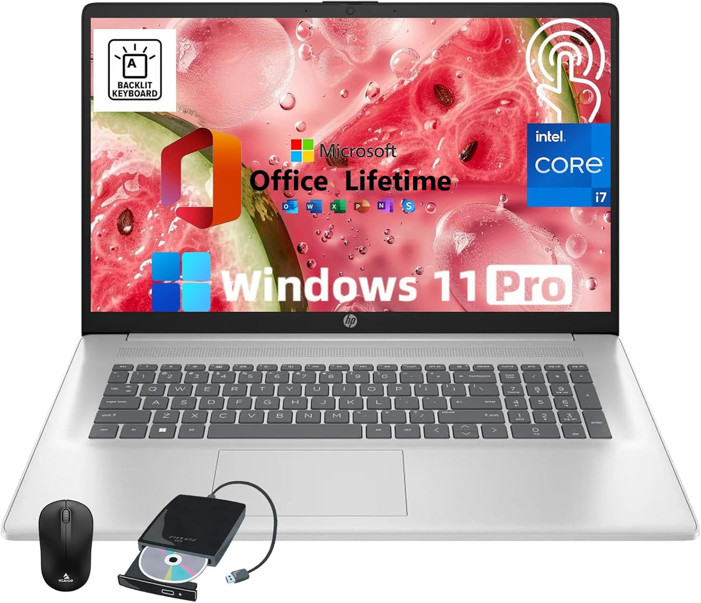 Hp 17 Inch Touchscreen Laptop Computer Business, Ms Office, 17.3 Hd+ Display, Intel 10-Core I7-150U(Up To 5.4 Ghz), Backlit Keyb