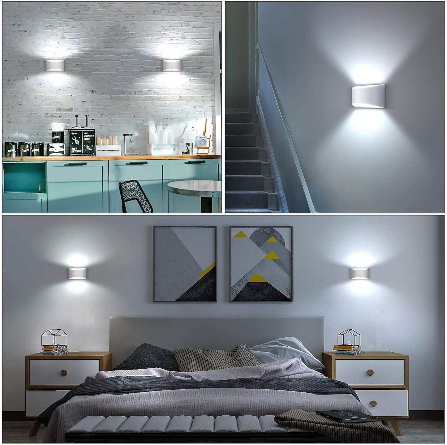 Lightess Indoor Led Wall Lamp 12W Dimmable Up Down Wall Light For Living Room Bedroom Hallway Staircase Cool White