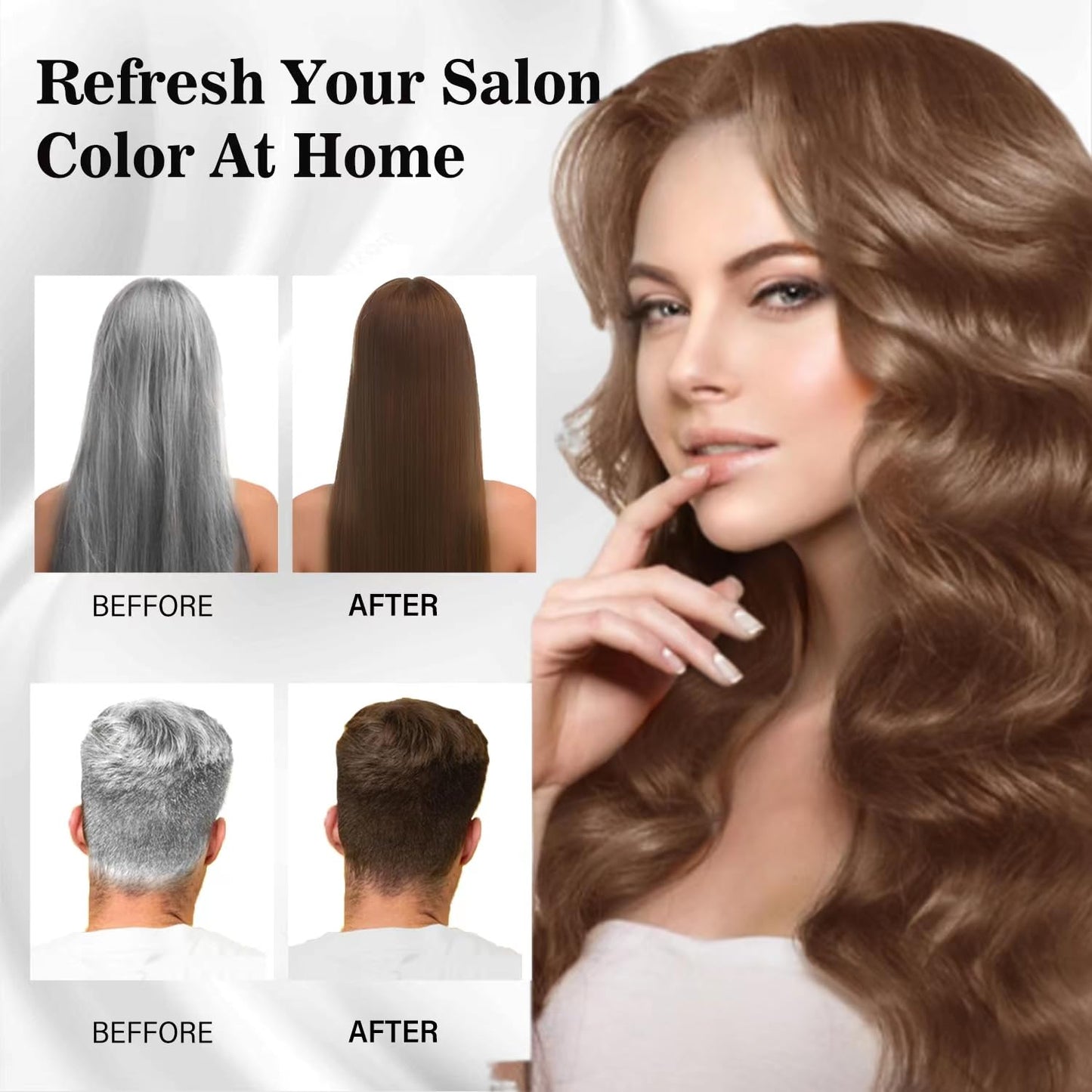 Joyful Young Natural Color Hair Dye Shampoo 3 IN 1, Instant Hair Coloring, Gray Coverage for Men & Women, Beard Dye Vegan Ammoni