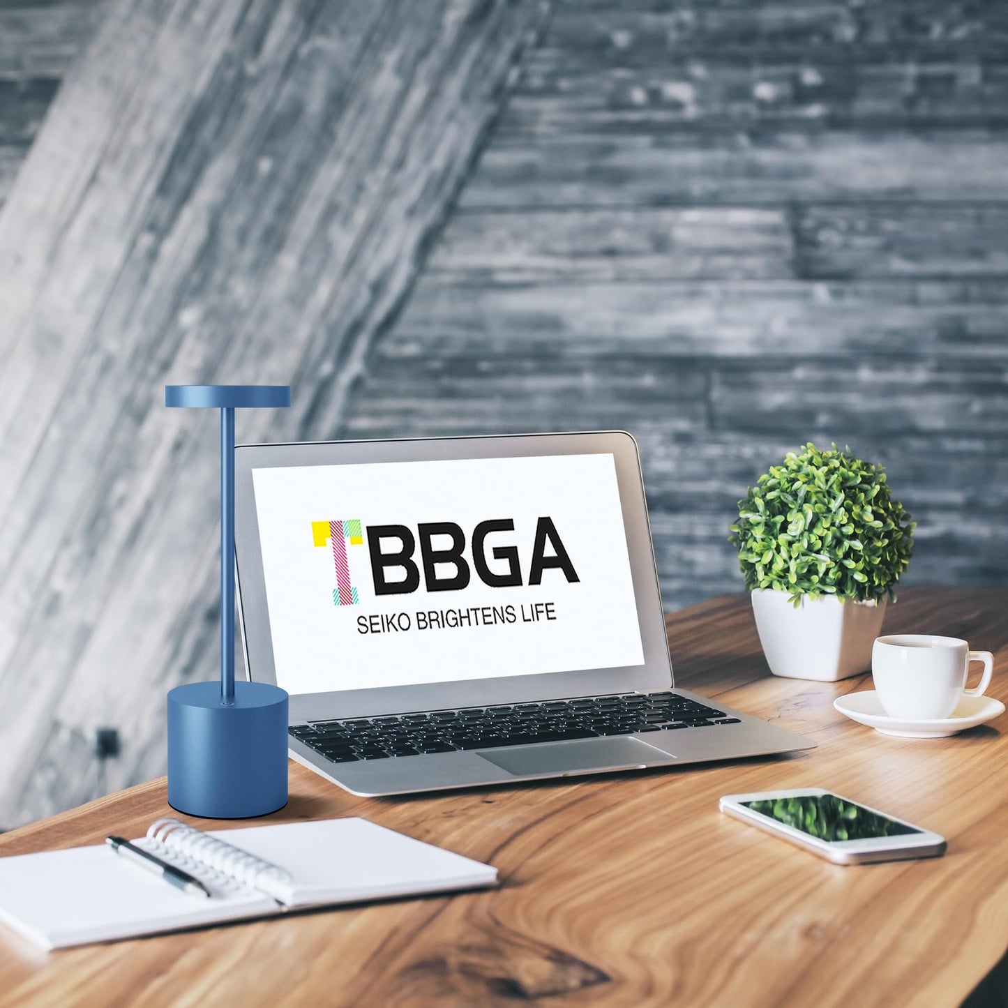 TBBGA Cordless Table Lamp Set of 2, 5000mAh Rechargeable, 3 Color Dimming, Aluminum, Blue, Model Q001Blue