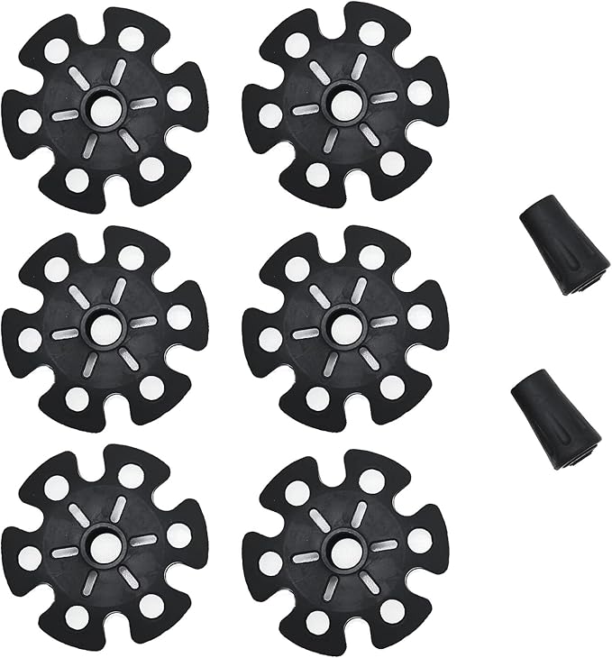 Leewoth 8pcs Trekking Pole Snow Baskets and Rubber Tips for Walking Sticks, Removable Ski Pole Replacement Accessory (Black)
