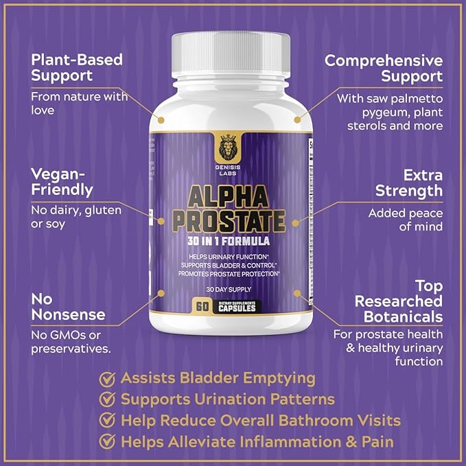 All-in-One Prostate Health Supplement for Men | Saw Palmetto, Pumpkin Seeds, Stinging Nettle, Pygeum + 26 Prostate Support Ingredients | Bladder Control & Prostate Relief | 3rd Party Tested | 60 Caps